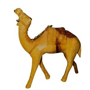 Vtg Hand Carved Camel & Donkey Wood Caravan Handmade Animals Nativity Pieces